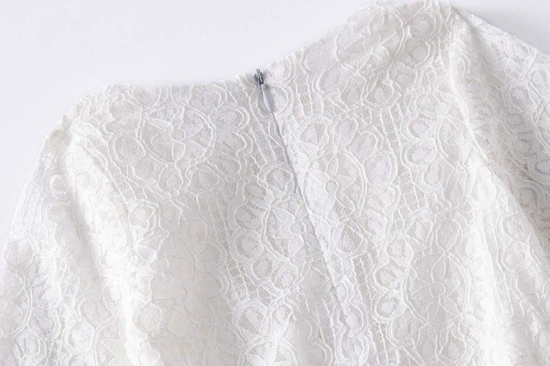 Niyage Baby and Toddler Girls Cotton Elegant Flower Lace Half Sleeve A-Line Princess Dress White 100 - Image 4